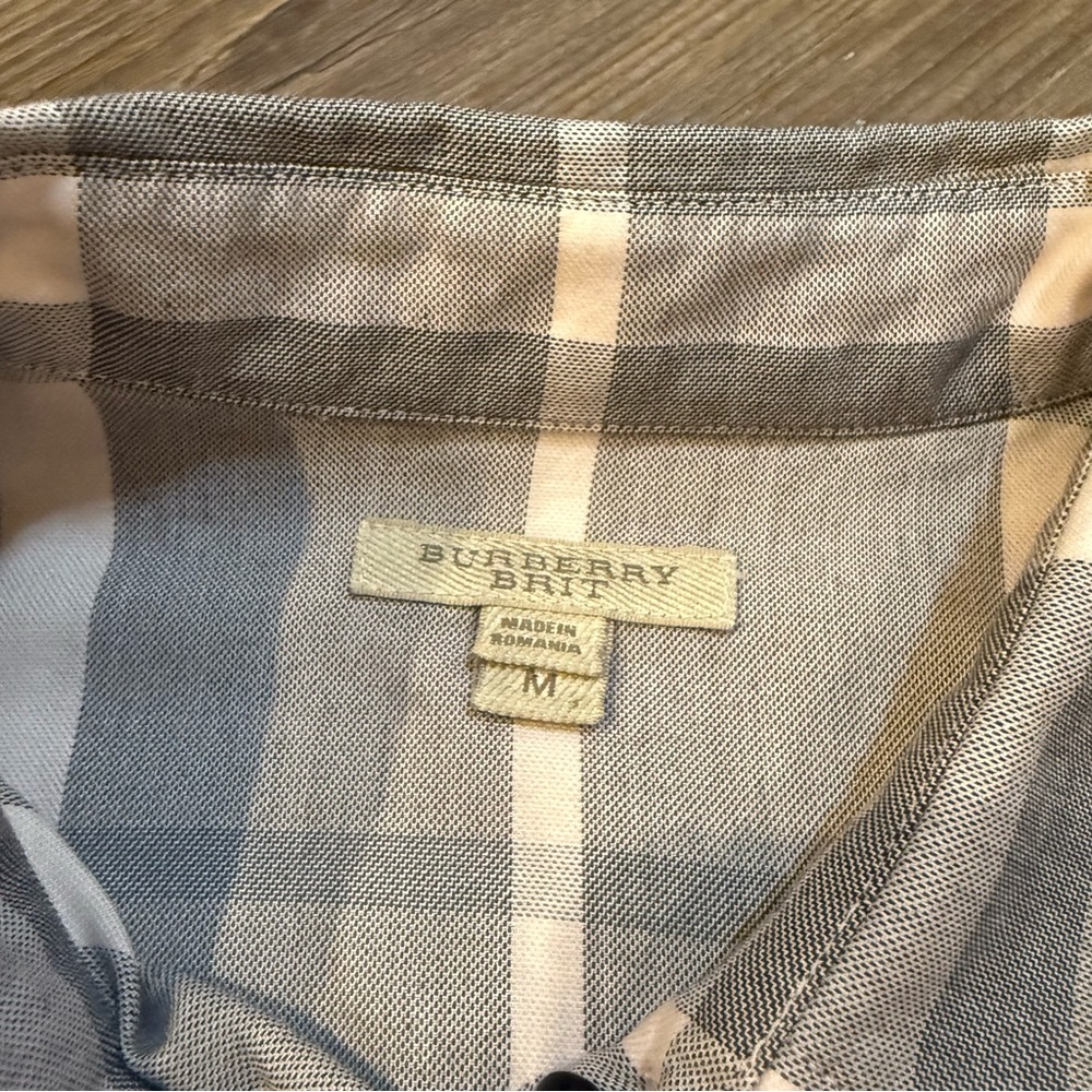 BURBERRY BRIT Women’s 3/4 Sleeve Plaid Button Down 100% Cotton Shirt Size Medium - Picture 9 of 12